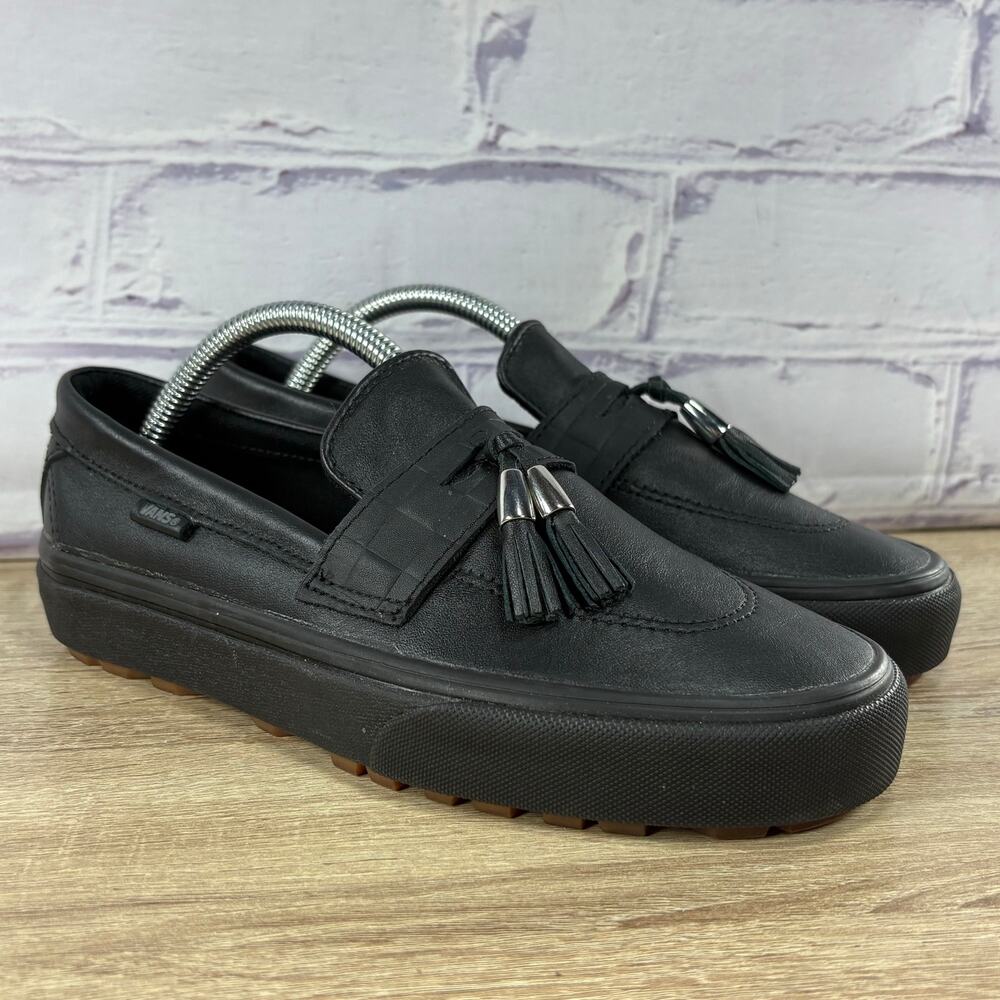 Vans Black Leather Slip On Tassel Skate Loafer Women's Size 6.5 Sneakers